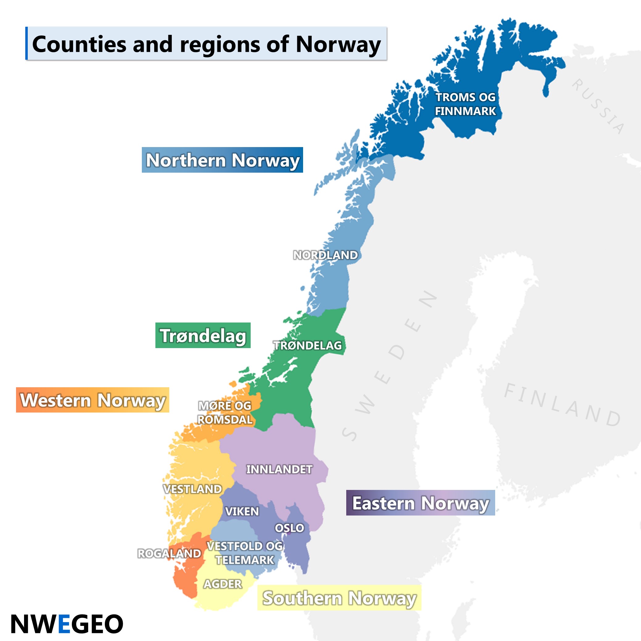 Norway Map: Counties And Regions - NWEGEO